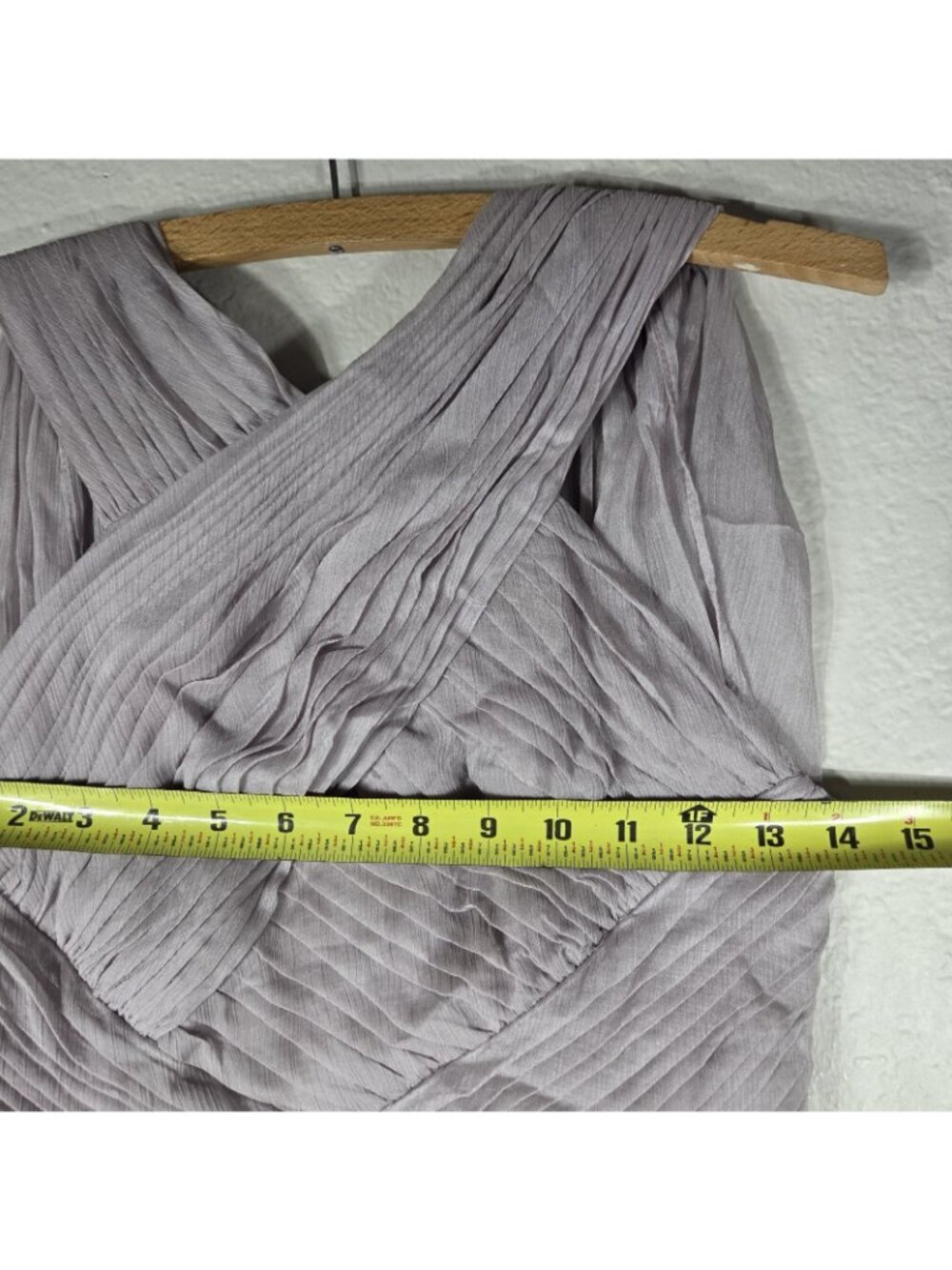ASOS Lavender Gray Pleated Maxi Dress Size 2 Criss-Cross Ruched Chiffon Gown - Picture 15 of 16